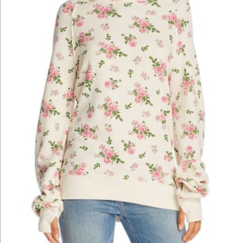 Pam & Gela Floral Print Hooded Sweatshirt size P / XS - Picture 2 of 11